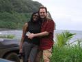 Brandon and Premila at the black sand beach